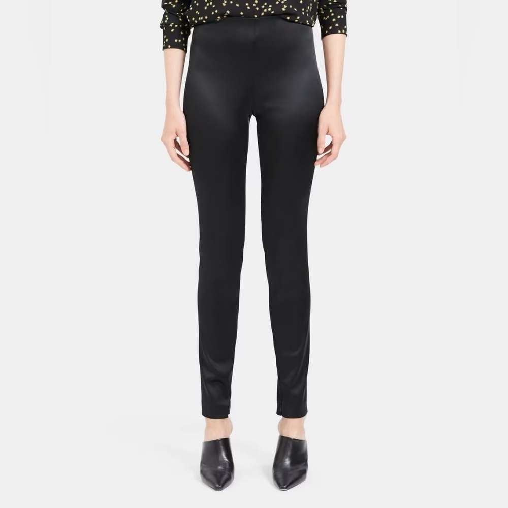 Theory Black Satin Skinny Legging Size 0